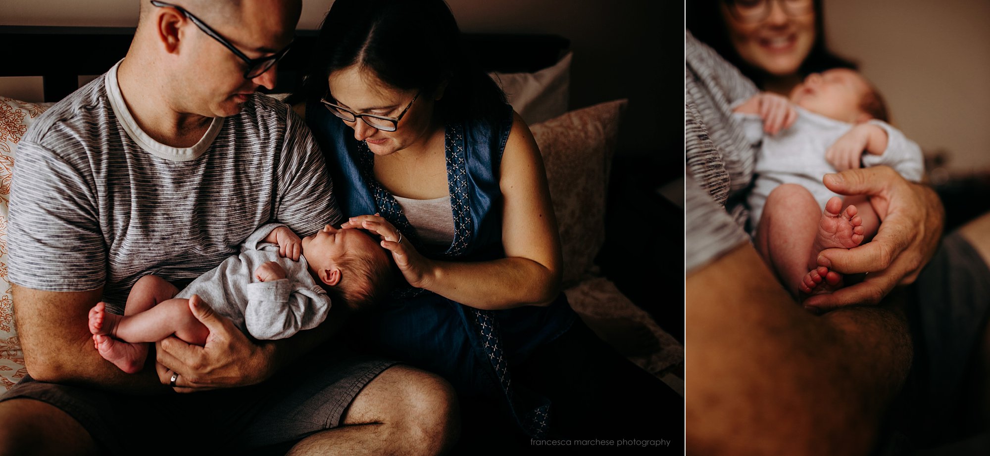 Francesca Marchese Photography lifestyle newborn photography session first time parents holding baby
