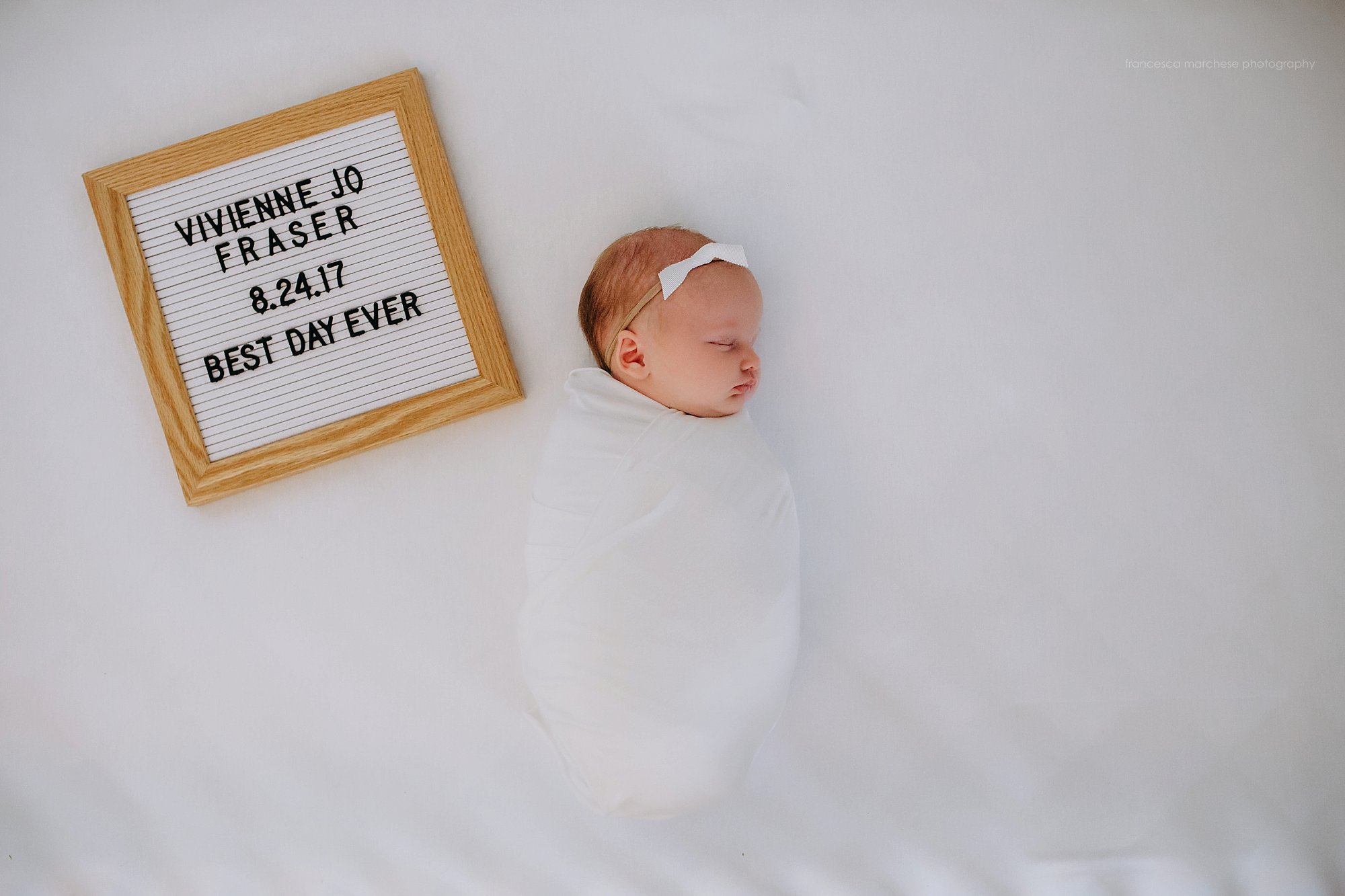 Francesca Marchese Photography newborn announcement with letterboard