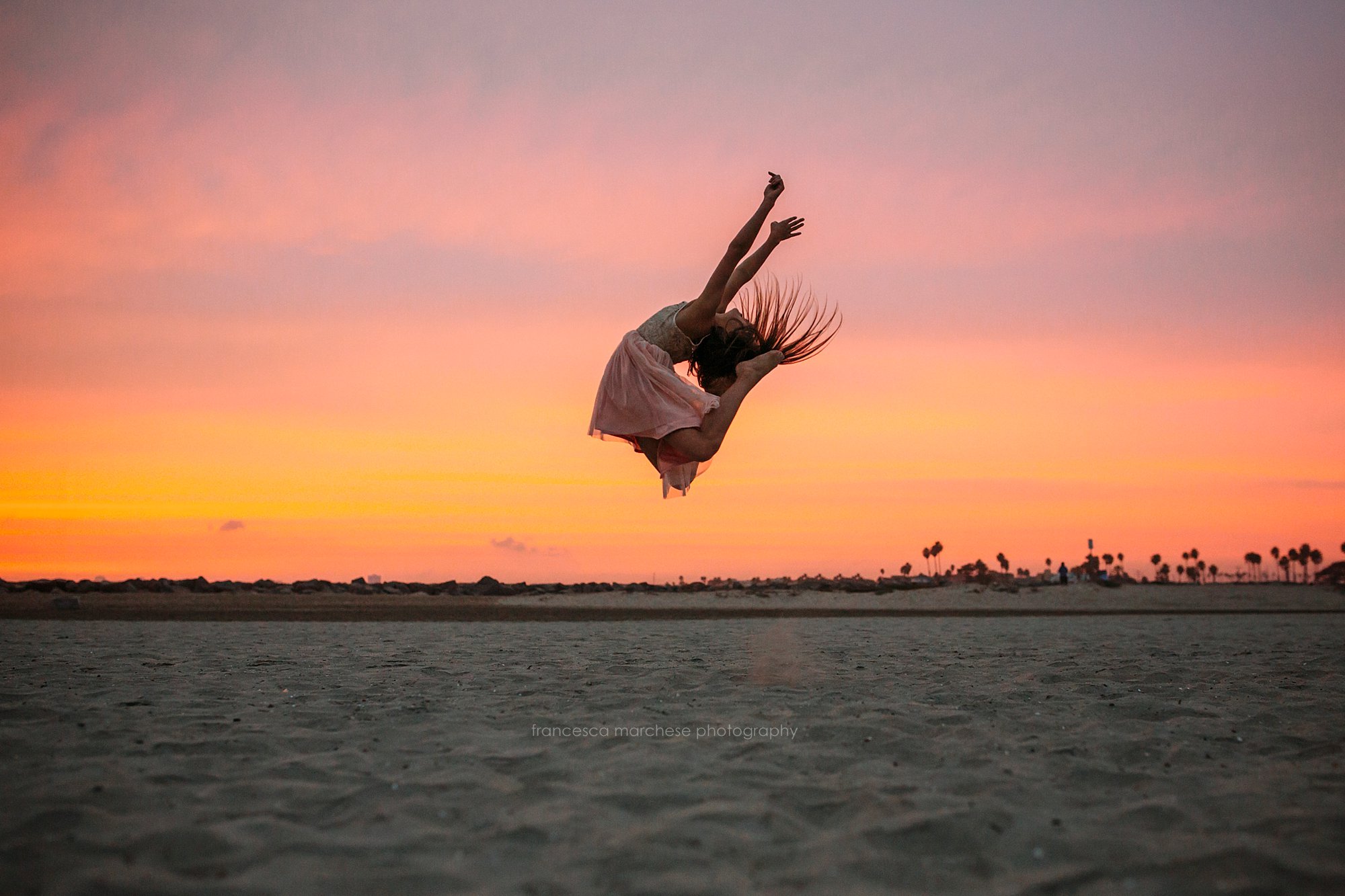 Francesca Marchese Photography - Family Photographer Starkman Family sunset beach session - cotton candy sky ballerina