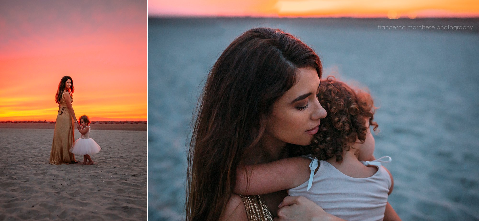 Francesca Marchese Photography - Family Photographer Starkman Family sunset beach session - mother and young child at sunset