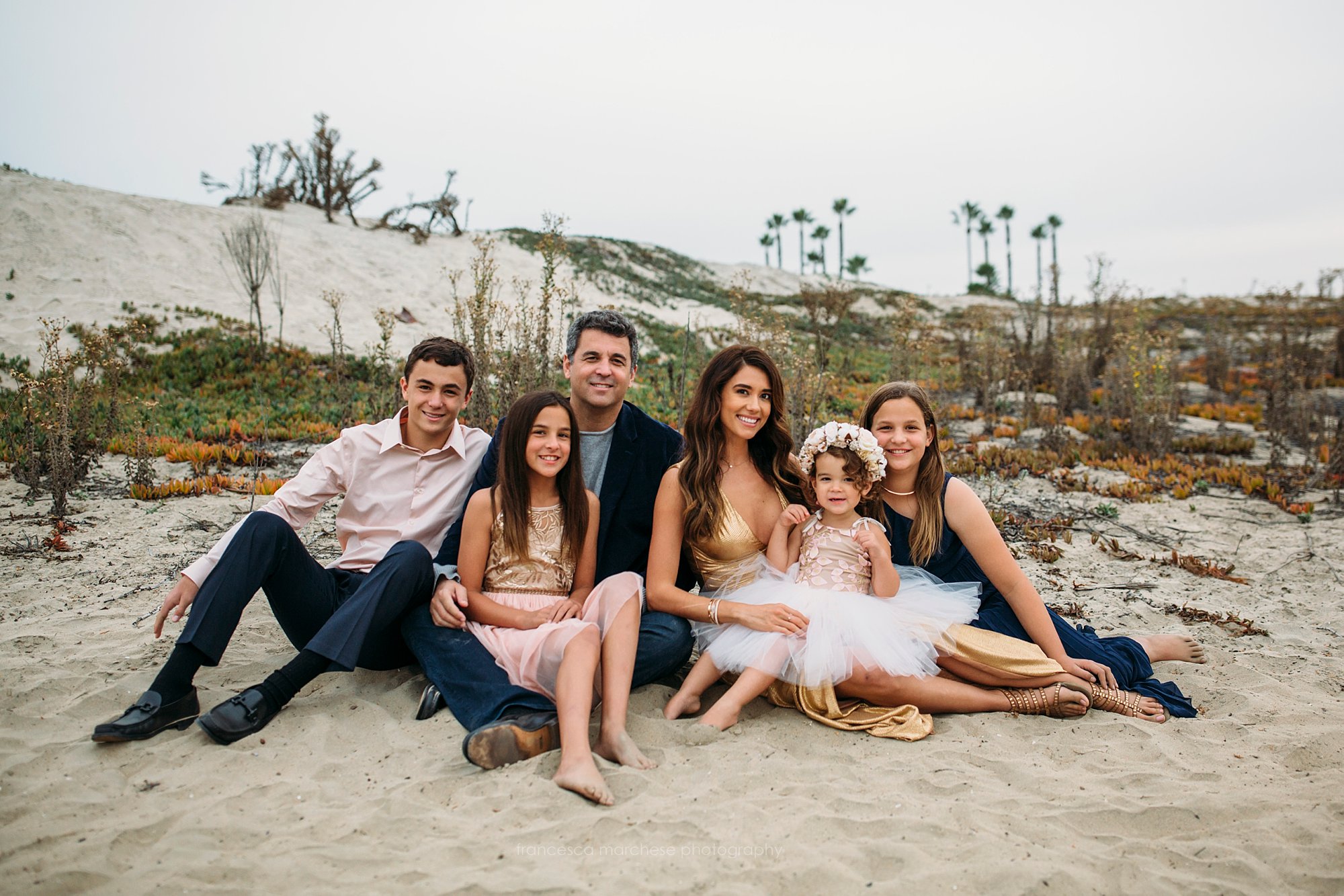 Francesca Marchese Photography - Family Photographer Starkman Family sunset beach session - formal attire for a family session, family of 6