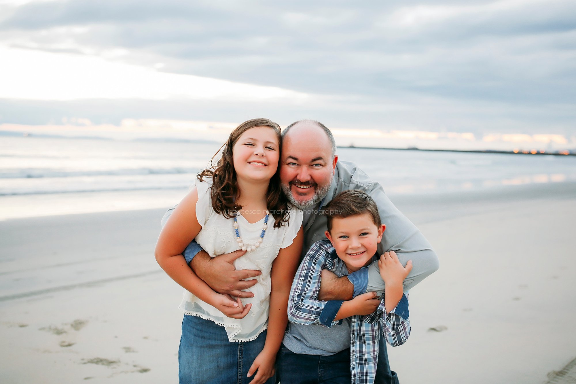 Francesca Marchese Photography Long Beach family photographer sunset beach session - Orange County, Los Angeles photographer father with children