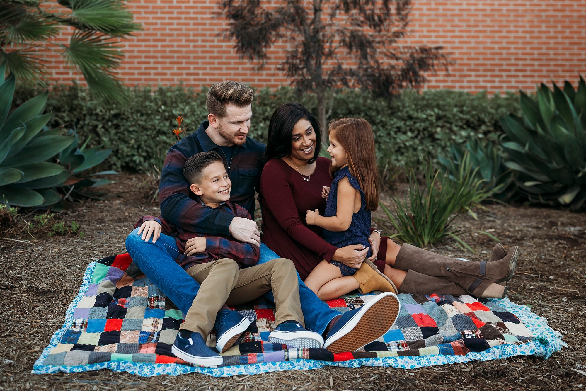Thomas Family Francesca Marchese Photography Long Beach Orange County family photographer family of four quilt