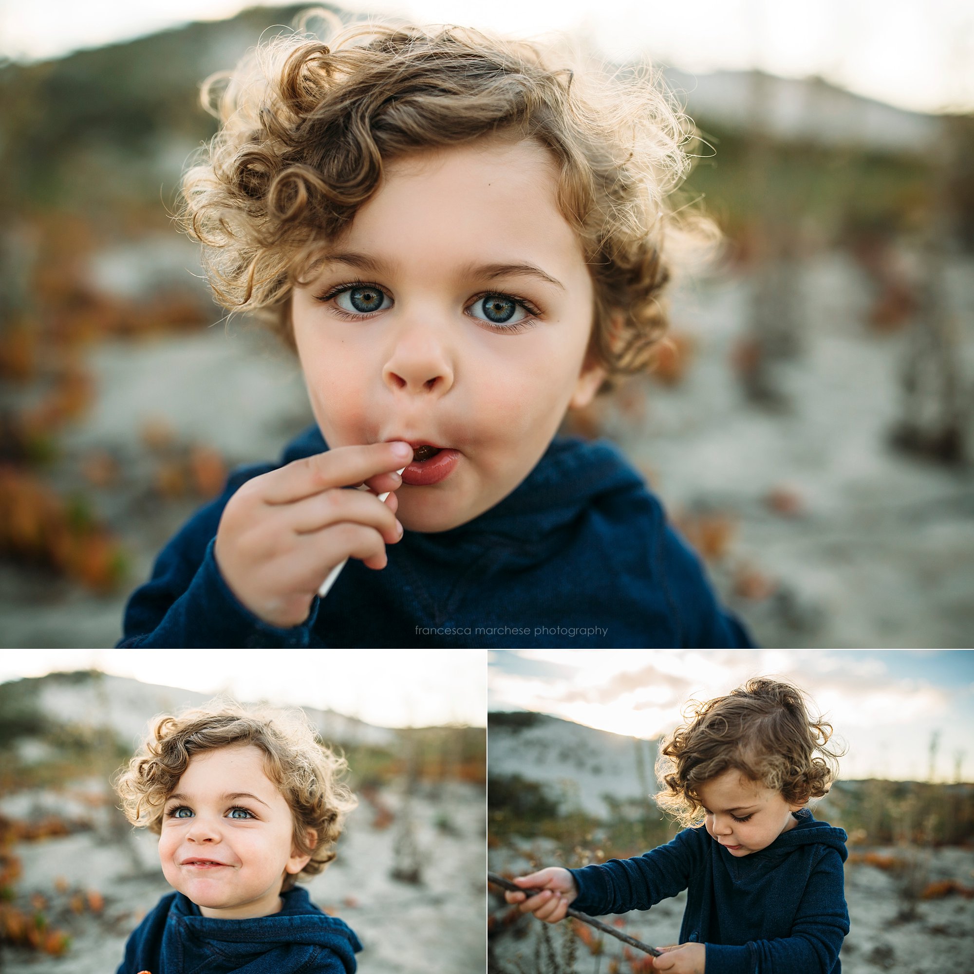 Toddler boy lollipop - Francesca Marchese Photography Orange County beach family golden hour session