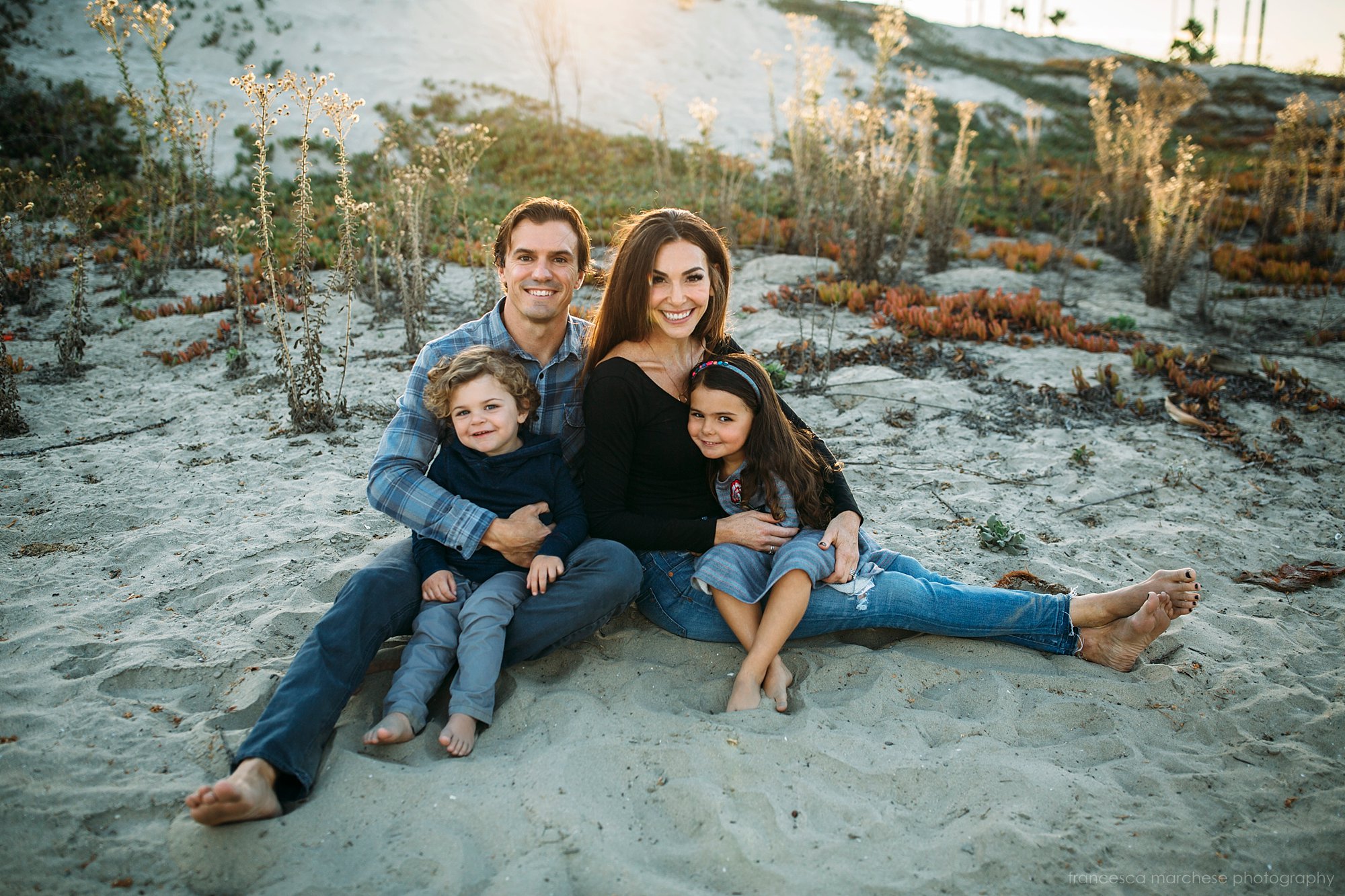 family of four - Francesca Marchese Photography Orange County beach family golden hour session