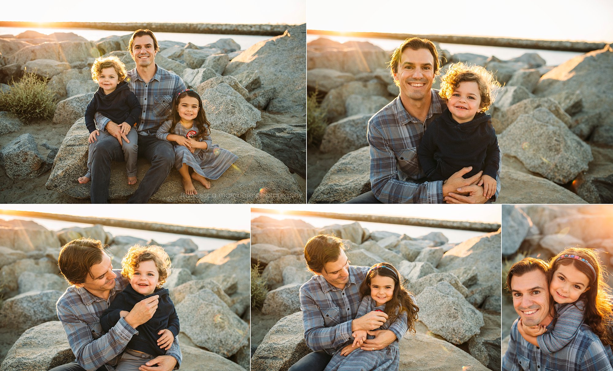 father and kids - Francesca Marchese Photography Orange County beach family golden hour session