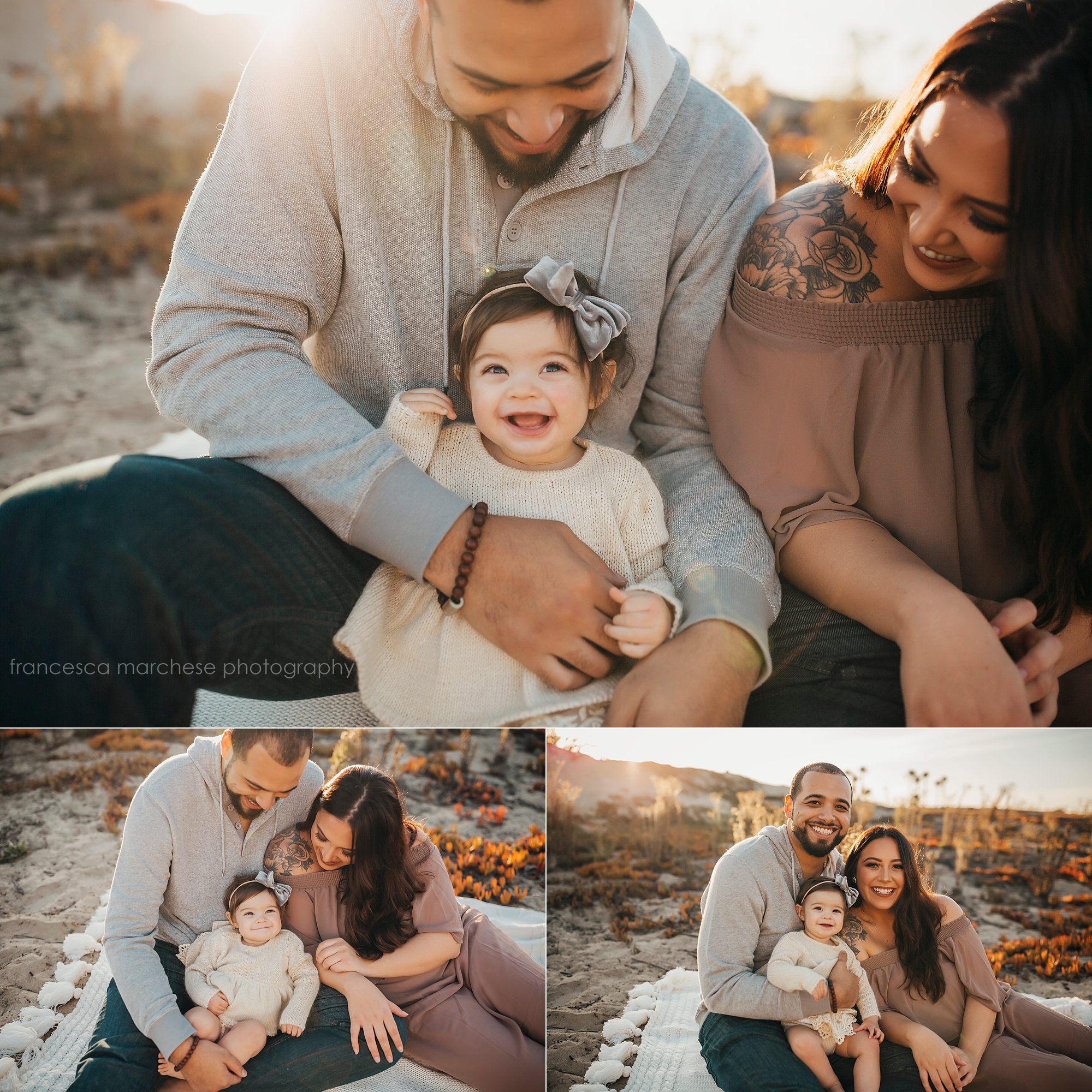 Family of 3 sunset beach photography session - Francesca Marchese Photography Orange County Long Beach Southern California family photographer