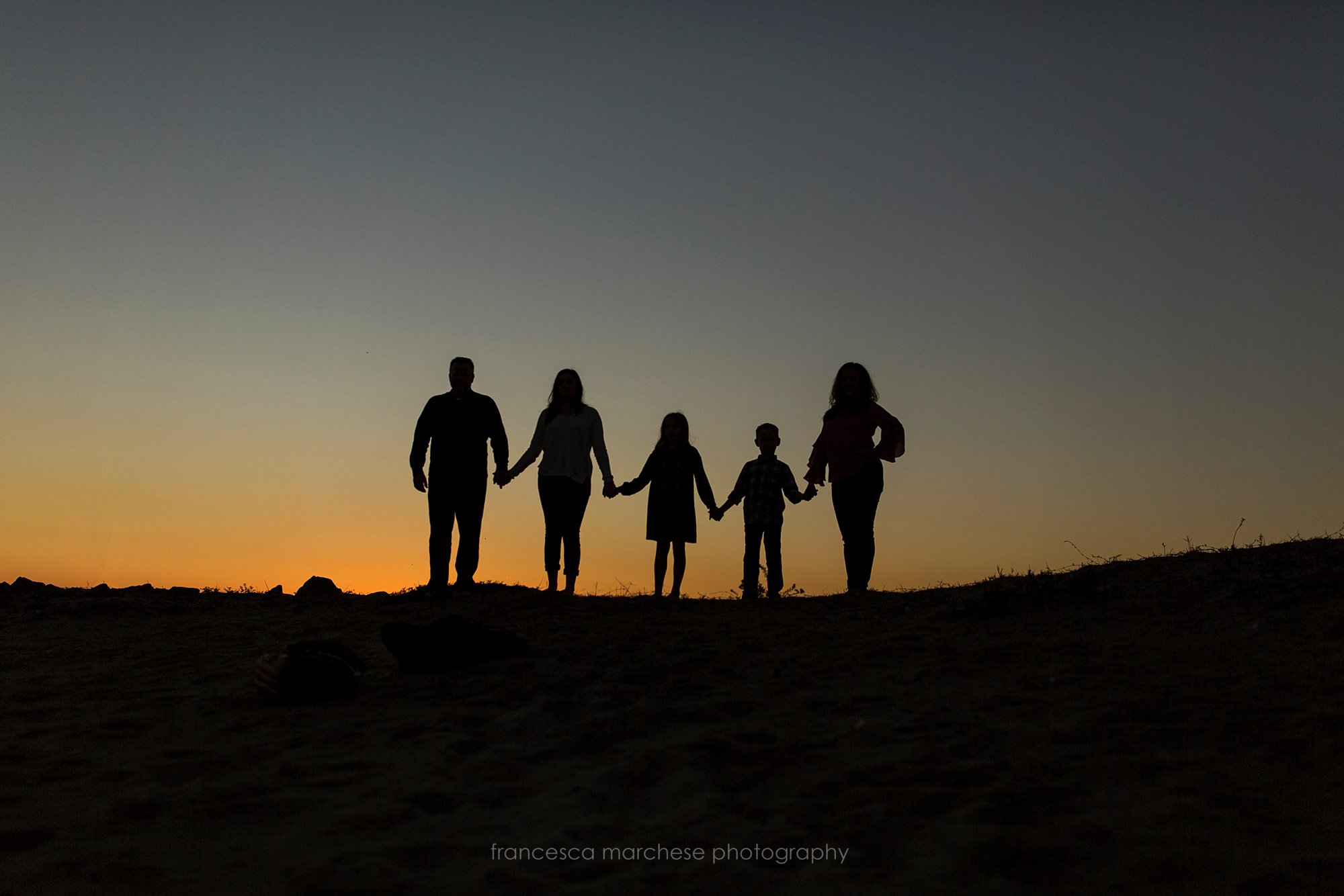 Francesca Marchese Photography Orange County Long Beach Southern california family photographer family of 5 with older children silhouette